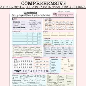Tagebuch für chronische Schmerzen und Symptome | Ausführlicher Schmerztracker zum Ausdrucken | Fibromyalgie-Planer | Chronische-Krankheits-Tracker | Medizinischer Ordner (PDF)