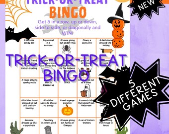 Juego de bingo de truco o trato: Diversión en la fiesta de Halloween (PDF imprimible)