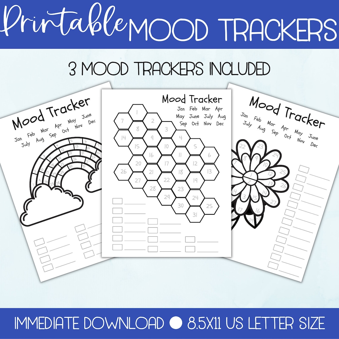 Printable Monthly Mood Tracker | Bullet Journal Tracker | Bujo Insert ...