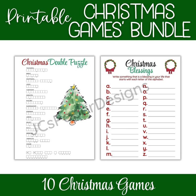 Christmas Printable Games for Kids and Adults, Holiday Games for ...