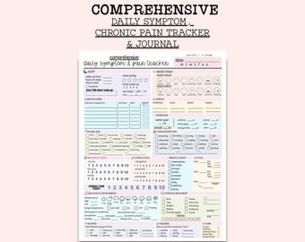Chronic Pain & Symptom Journal | Comprehensive Pain Tracker Printable | Fibromyalgia Planner | Chronic Illness Tracker | Medical Binder PDF