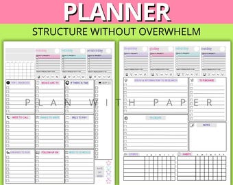 ADHD Weekly Planner | Productivity, To Do List, Habit Tracker (PDF Download)