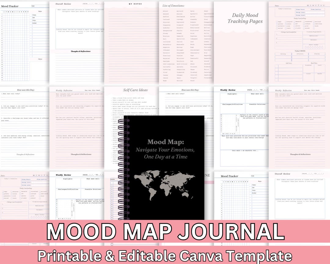Mood Tracker Printable | Happy Planner Pdf | Mental Health Workbook ...