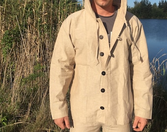 Hemp Hoodie Button Down Jacket with Pockets, Hemp Activewear Jacket, 100% Hemp Clothing, Breathable, Moisture Wicking and Eco-Friendly.
