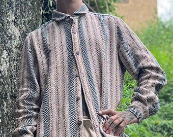 Long Sleeve Button Down Cotton Plaid Shirt • Flannel Work Wear • Thick Cotton Plaid Shirt • Mens Plaid Jacket • Stripped Camping Jacket