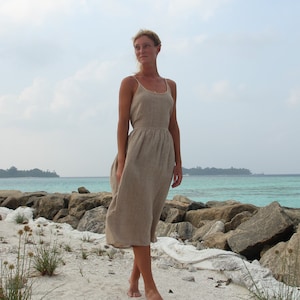 Hemp Knee Length Maxi Dress with Tie in the Back, 100% Hemp