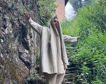Hemp Wrap Around Cloak With Hood and Deep Side Pockets. 100% Hemp