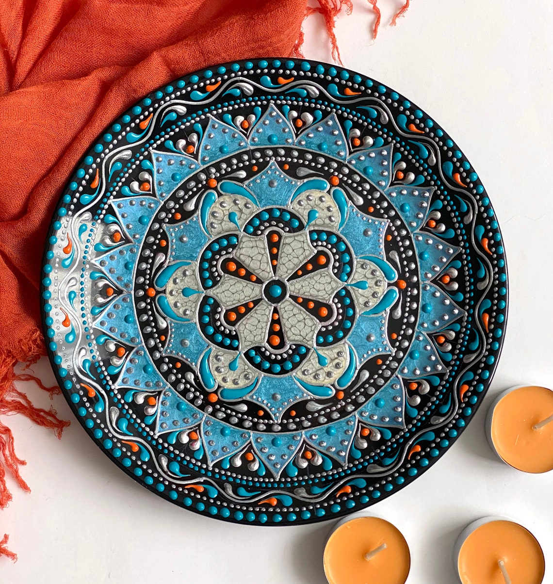 Bohemian wall decor handpainted plate for wall decoration. A Etsy