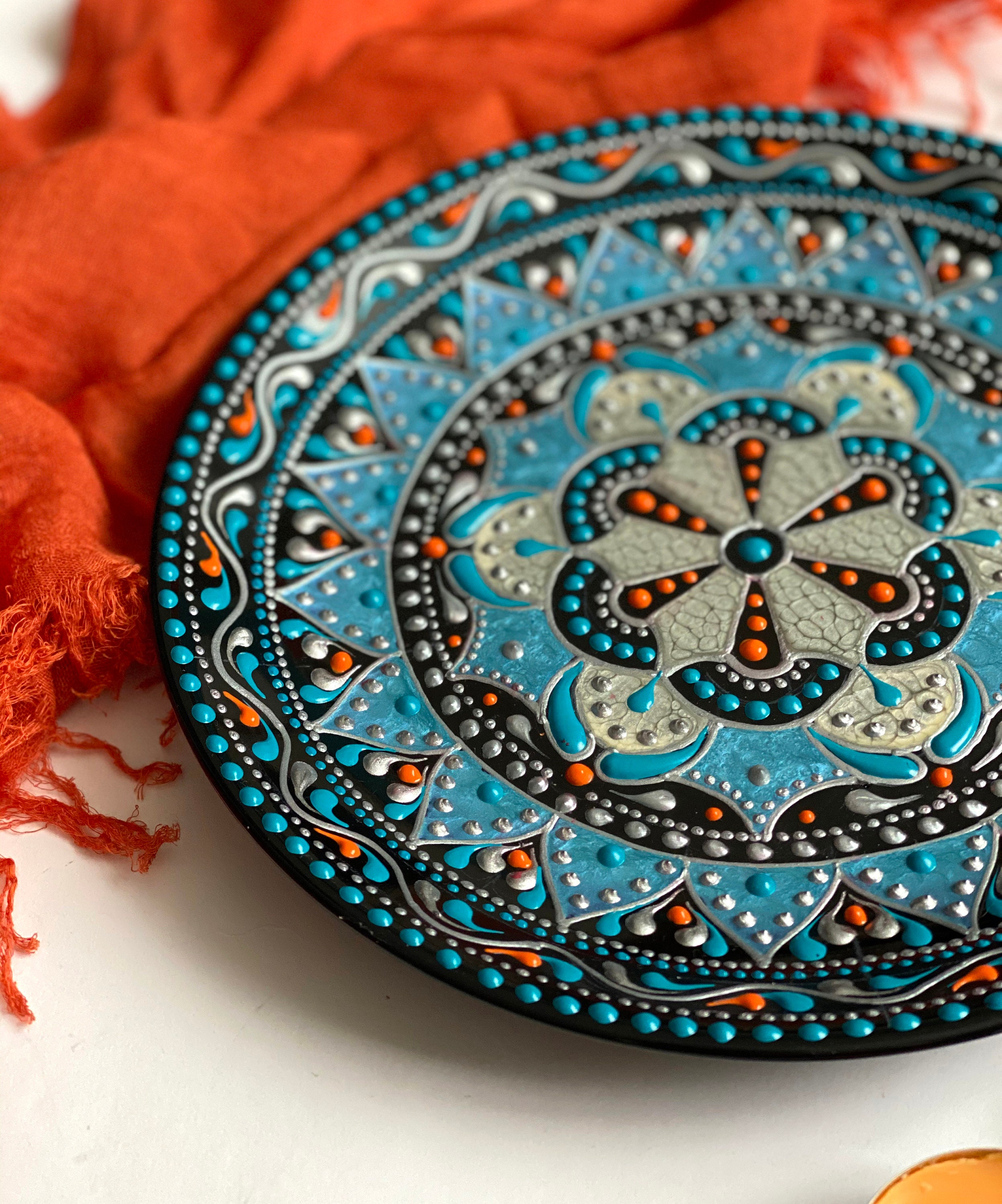 Bohemian wall decor handpainted plate for wall decoration. A Etsy