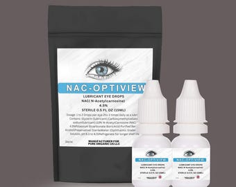 Optiview NAC Cataracts Nac N-Acetylcarnosine 4.5% Eye Drops 15ml | NAC Eye Care Drops | Antioxidant Eye Support | 2 Pack Eye Solution