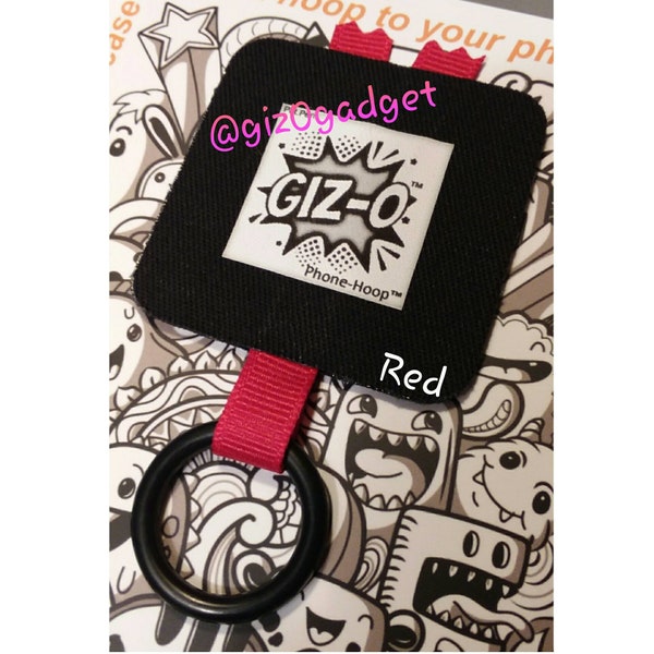 Phone-Hoop *RED* Universal Cell phone accessory. FREE Black Lanyard Included. Use as an alternative to a phone ring or pop socket.