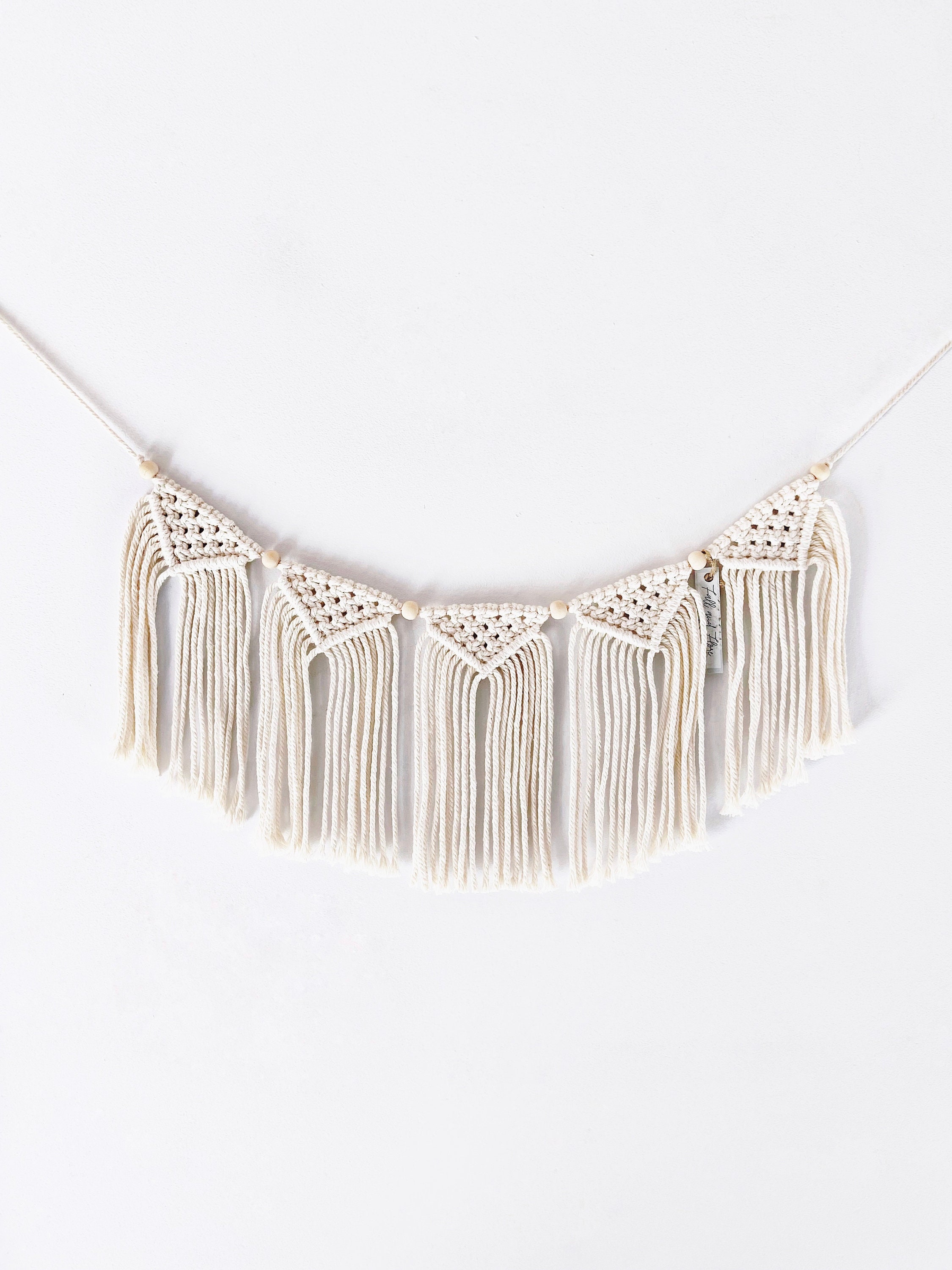 Guirlande Fanions Macramé, Décoration Coton