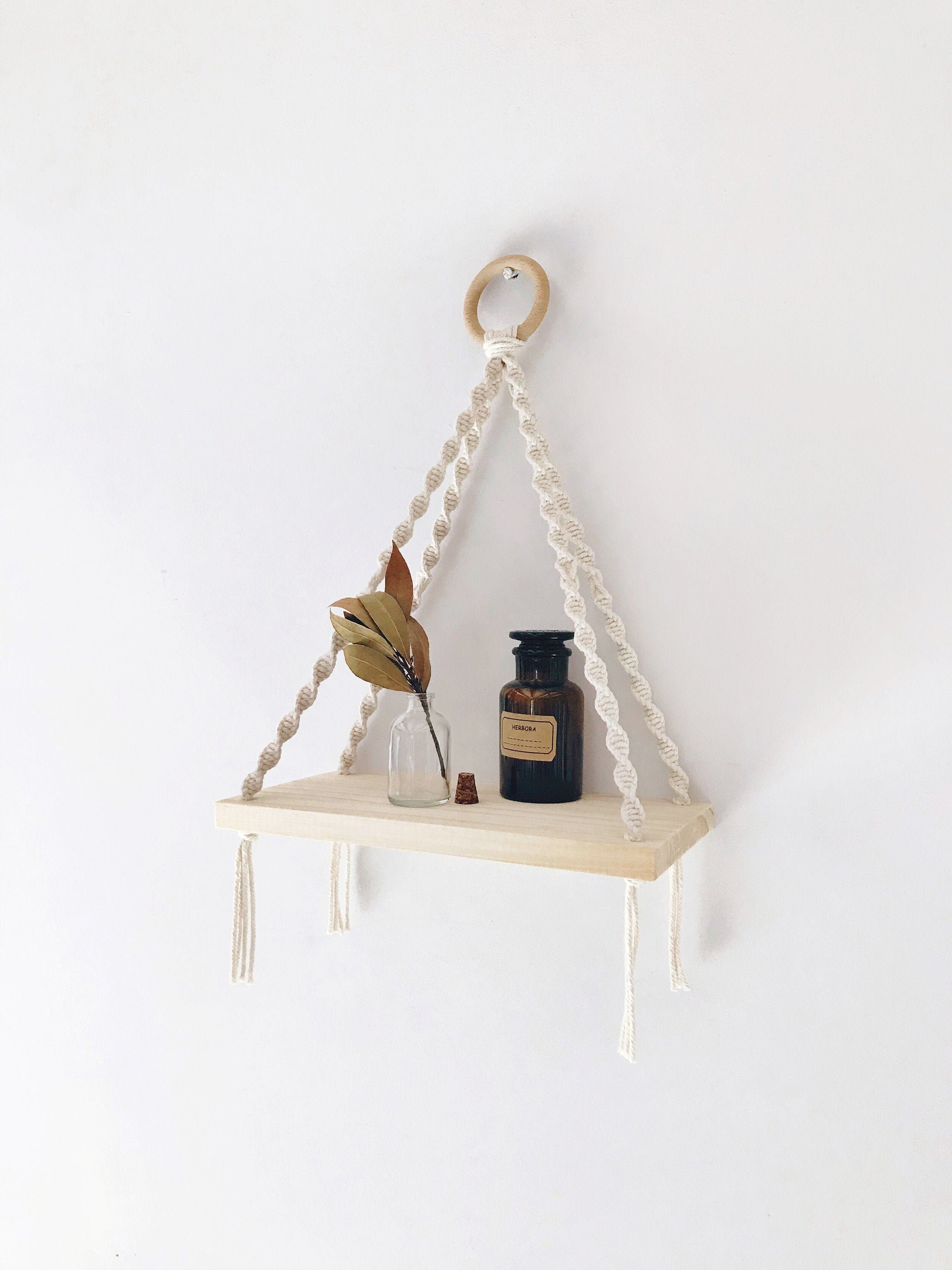 Etagère en Macramé, Étagère Bohème, Décoration Murale, Tenture Murale Bohème