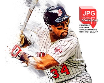 Wall Man Cave Kirby Puckett Minnesota Twins Baseball Poster Sports Art Print