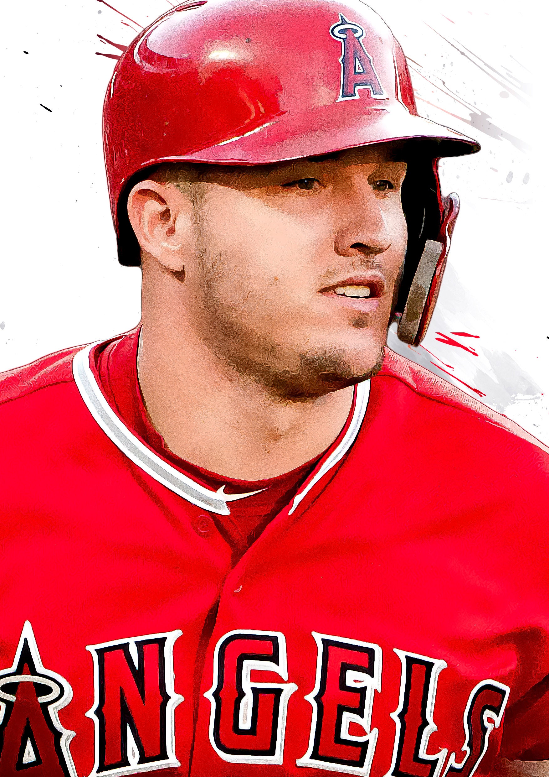 Mike Trout Poster Canvas Framed Los Angeles Angels of Etsy