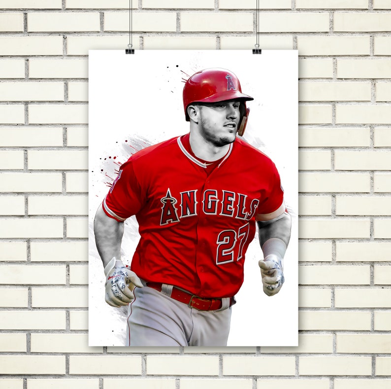 Mike Trout Poster Los Angeles Angels of Anaheim Poster Etsy