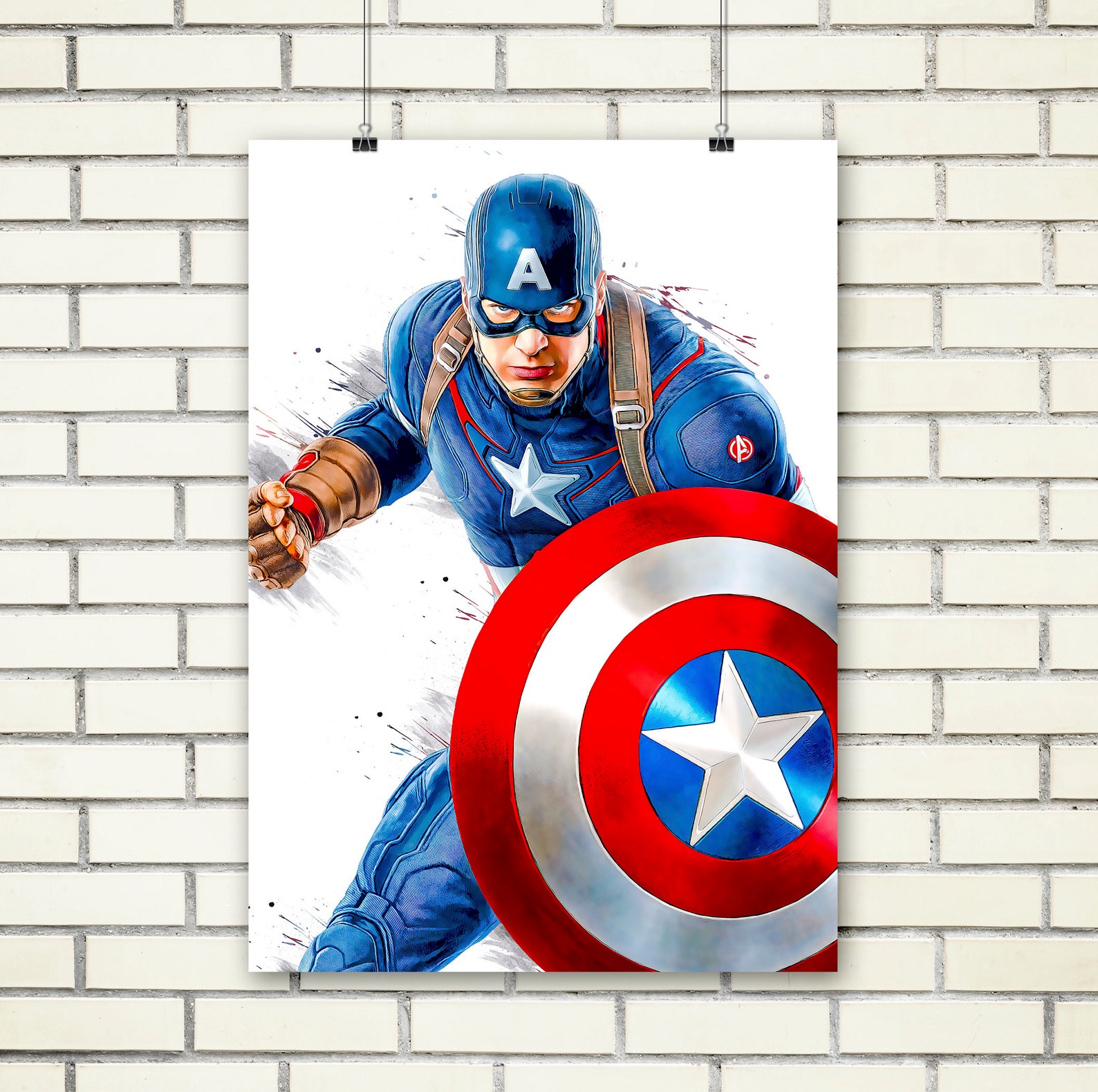 Captain America Poster Canvas Framed Print Wall Art Kids Etsy