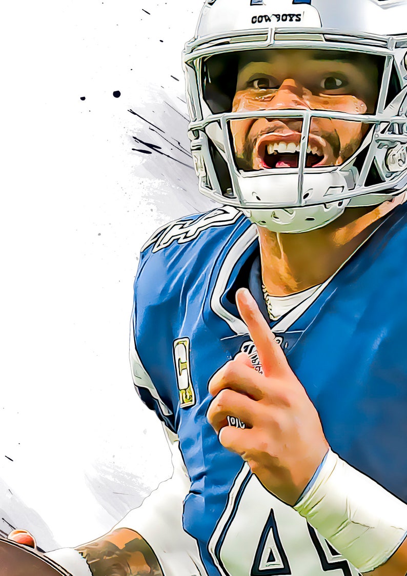 Dak Prescott Poster Dallas Cowboys Poster Print Wall Art Etsy