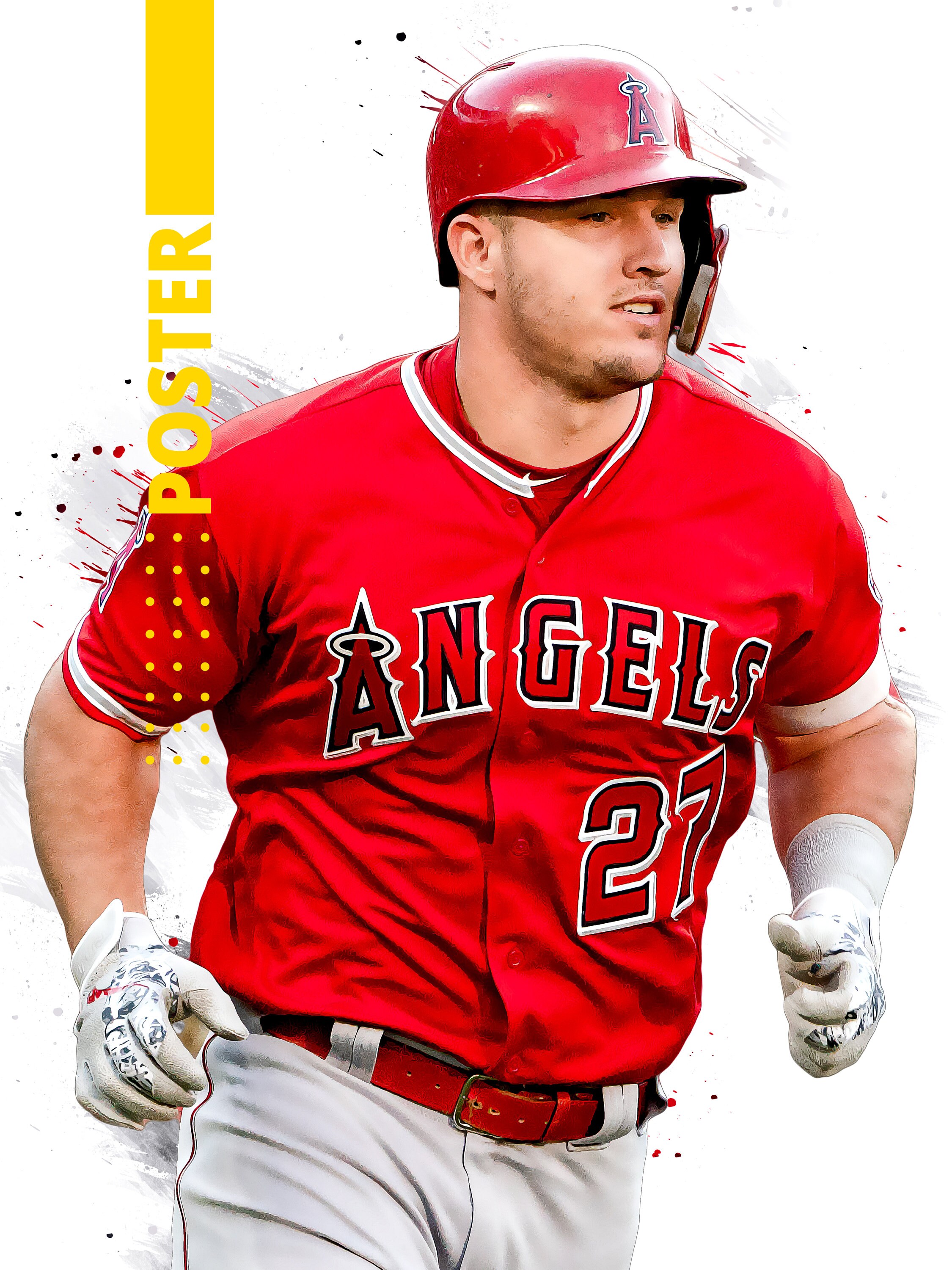 Mike Trout Poster Canvas Framed Los Angeles Angels of Etsy