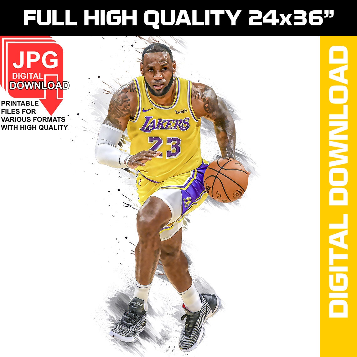 Lebron James Digital Download Printable Wall Art Dorm Decor | Etsy
