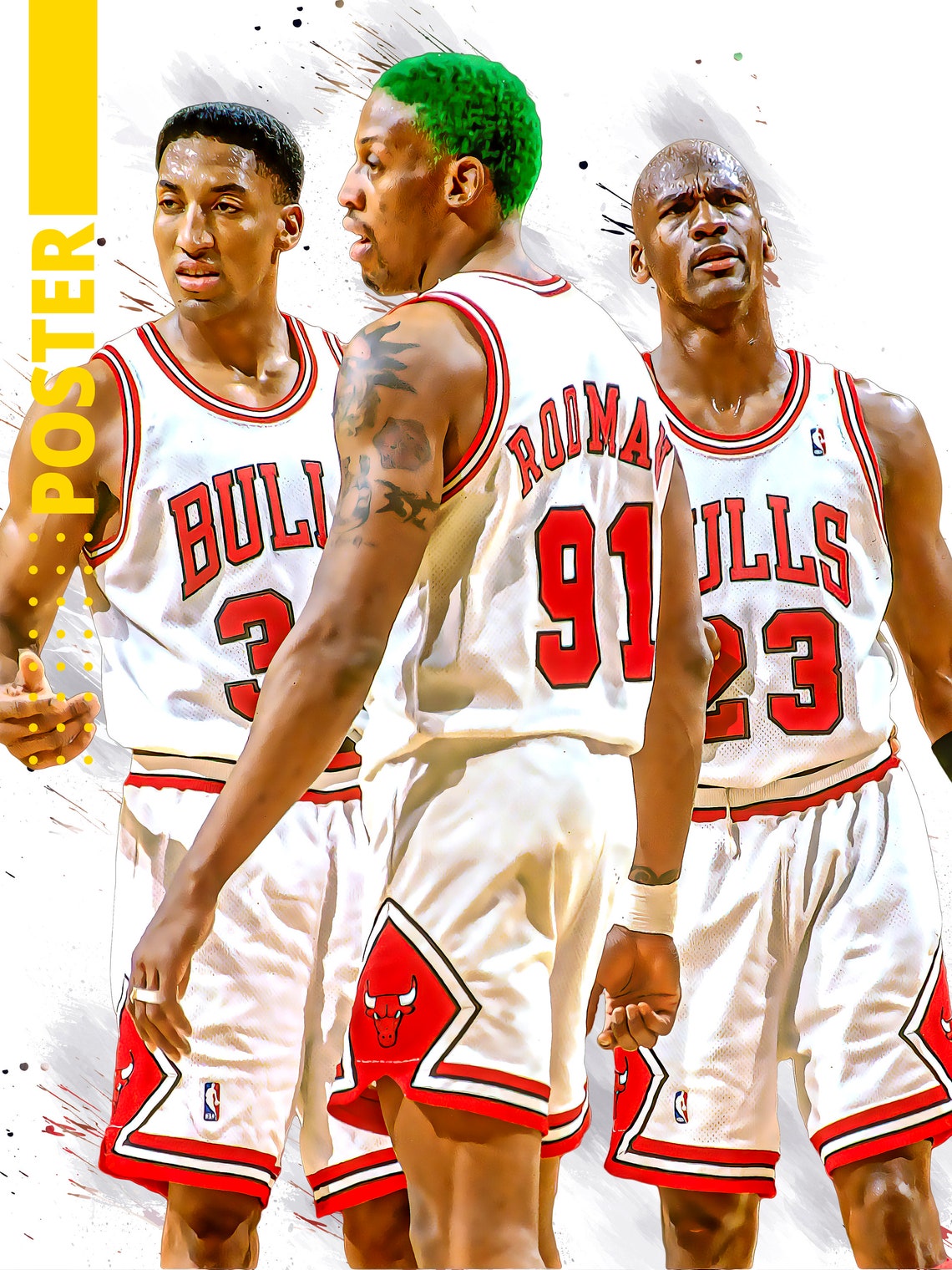 Michael Jordan Scottie Pippen Dennis Rodman Poster Framed Etsy