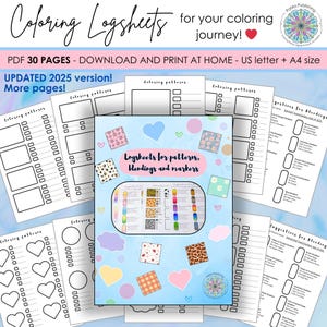 Coloring Pattern Pages + Blending Recording Sheets, Practice Logsheets, Color Swatch Charts, Color Code Tracker, 30 pages PDF Download