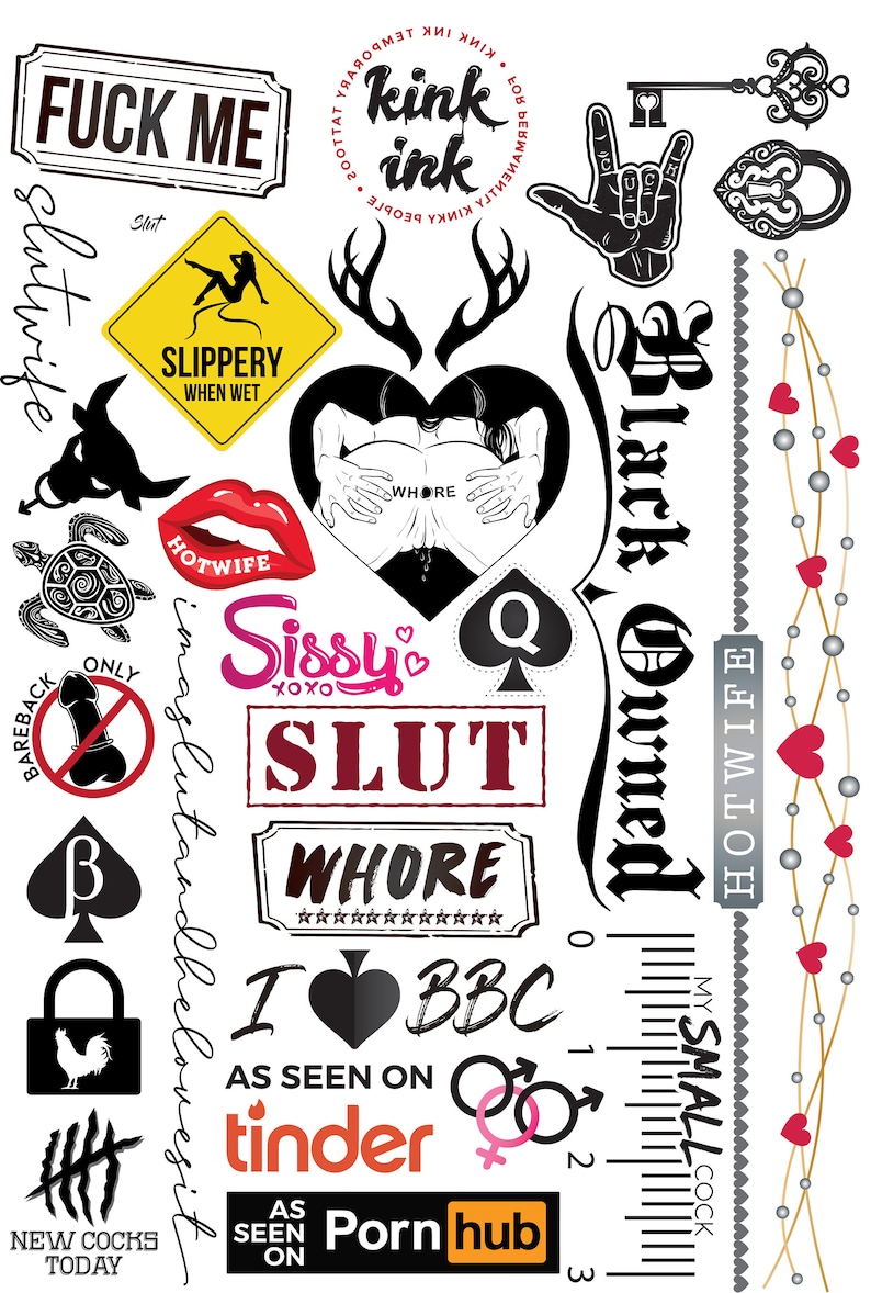 27 Cuckold And Hotwife Kinky Temporary Tattoos A4 Sheet Kinky Etsy Ireland