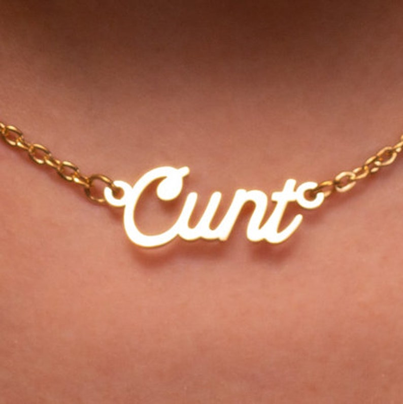 Cunt Kinky Fetish Gold Plated Necklace By Kinkink For Bdsm Etsy 