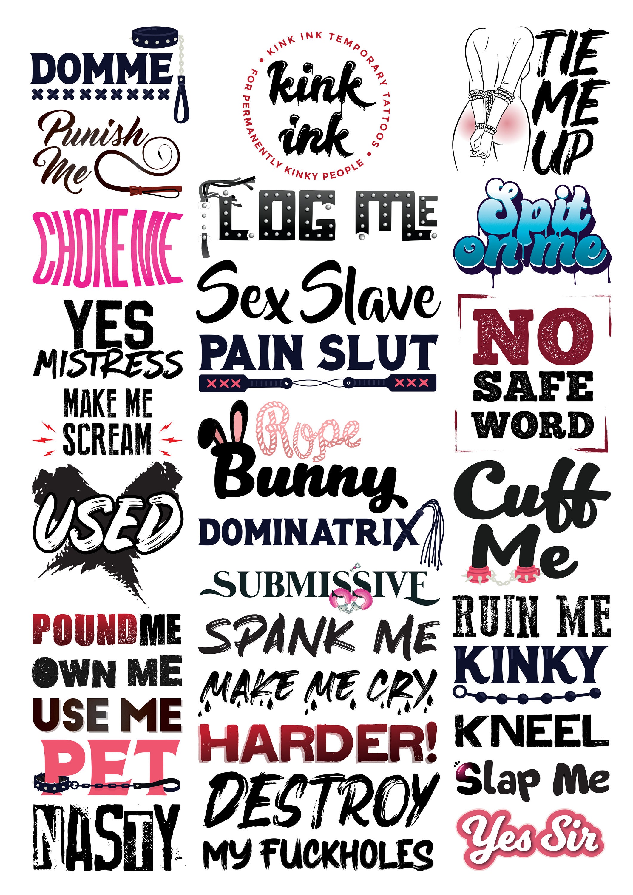 148 Kinky Adult Temporary Tattoos By Kink Ink Adult Tattoos Etsy Australia