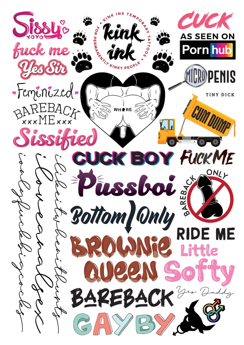 Kinky Gay Temporary Tattoos Set Of 26 By Kink Ink Etsy Uk 