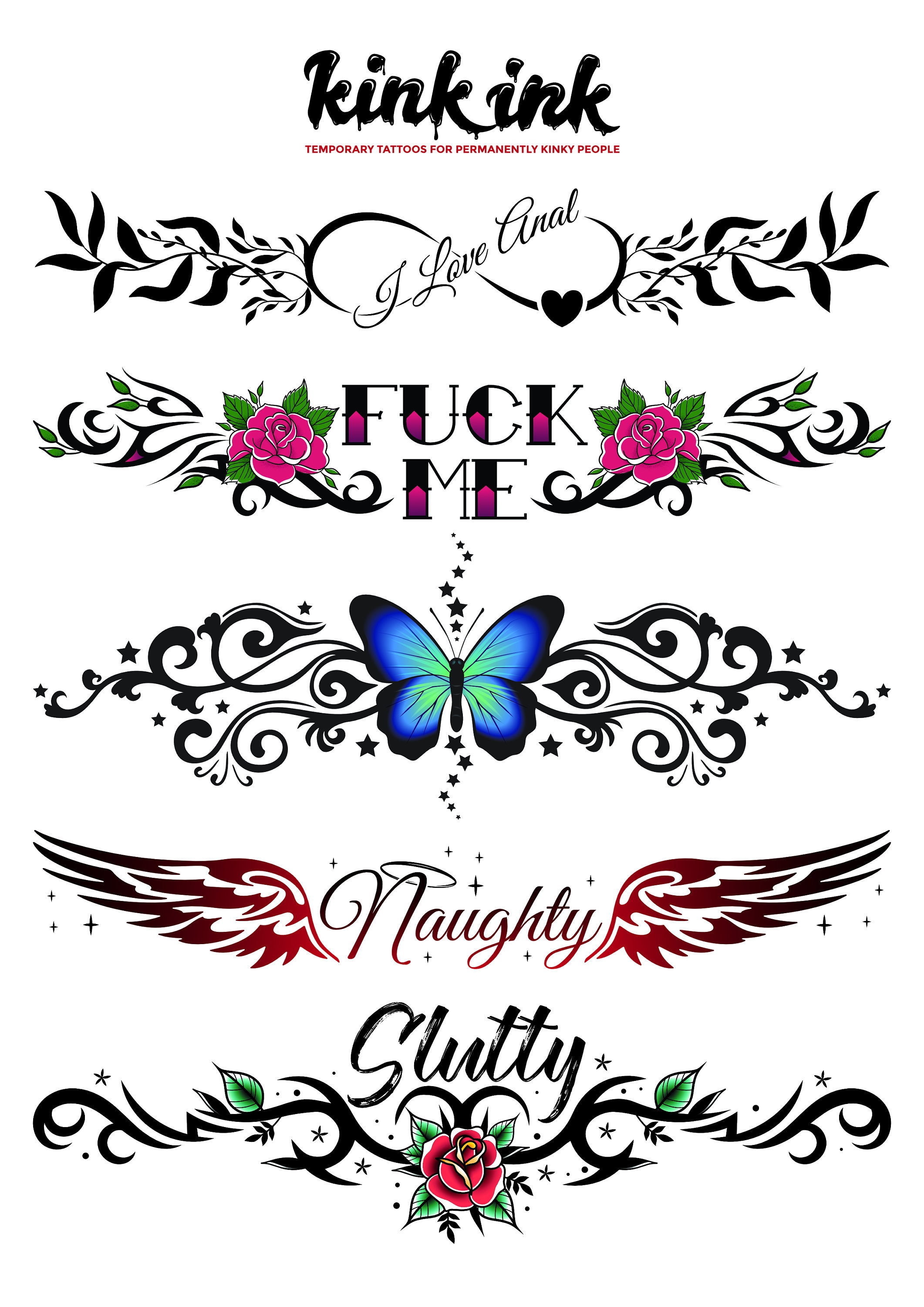 5 Kinky Temporary Tattoos by Kink.Ink Tramp Stamps for Etsy