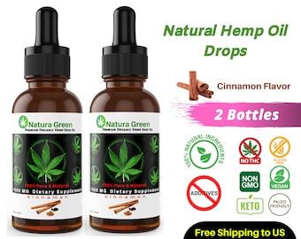 Opakowanie 2 kropli organicznego oleju z nasion konopi – smak cynamonowy, 1000 mg