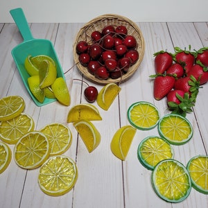 Faux Fruit, Realistic Orange Lemon Lime Pieces Wedges Slices, Cabochons,  Dollhouse, Artificial Fruit Slices 