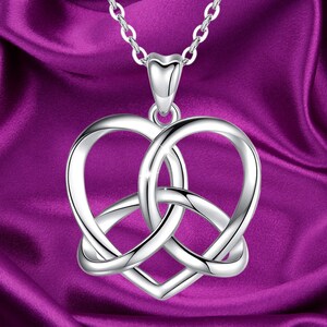 Love Heart Pentagram Shaped Pendant Necklace Sterling Silver for Women