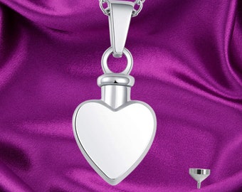 925 Sterling Silber Herz Urne Halskette Einfach Rohling Immer in meinem Herzen Asche Feuerbestattung Schmuck Erinnerung Andenken Anhänger mit Trichter Kit