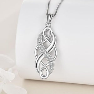 Irish Celtic Knot Pendant Necklace Sterling Silver Necklace for Women 18&quot;