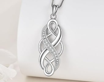 Collana con ametista Infinity, gioielli celtici in argento sterling. Collana con strega viola, regalo di compleanno di febbraio. Collana con ametista, gioielli fantasy. - Italia