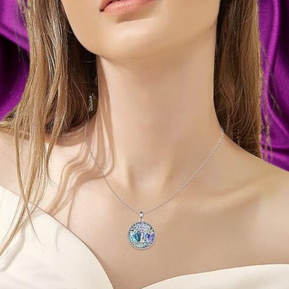 Flower Necklace Made with Swarovski(R) Crystals in Sterling Silver Blue Green Flower Necklace Made with Swarovski(R) Crystals in Sterling Silver Blue Green