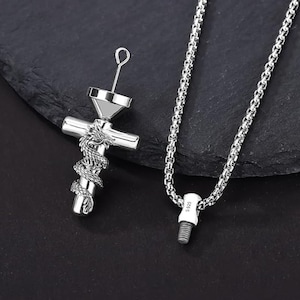 Cremation Jewelry for Ashes 925 Sterling Silver Urn Necklace Memorial Necklace for Human Ashes of Loved Ones Keepsake Pendant for Men Women