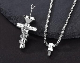 Cremation Jewelry for Ashes 925 Sterling Silver Urn Necklace Memorial Necklace for Human Ashes of Loved Ones Keepsake Pendant for Men Women