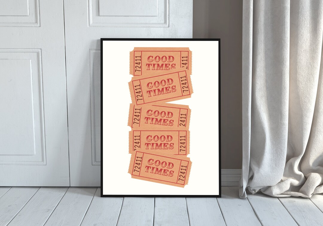 Retro Good Time Trendige Retro Good Times Ticket Print Illustration Vintage Wand Kunst ...