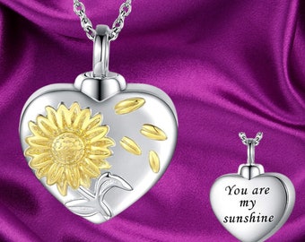 Sunflower Urn Necklace 925 Sterling Silver Keepsakes Cremation Jewelry for Ashes Necklace