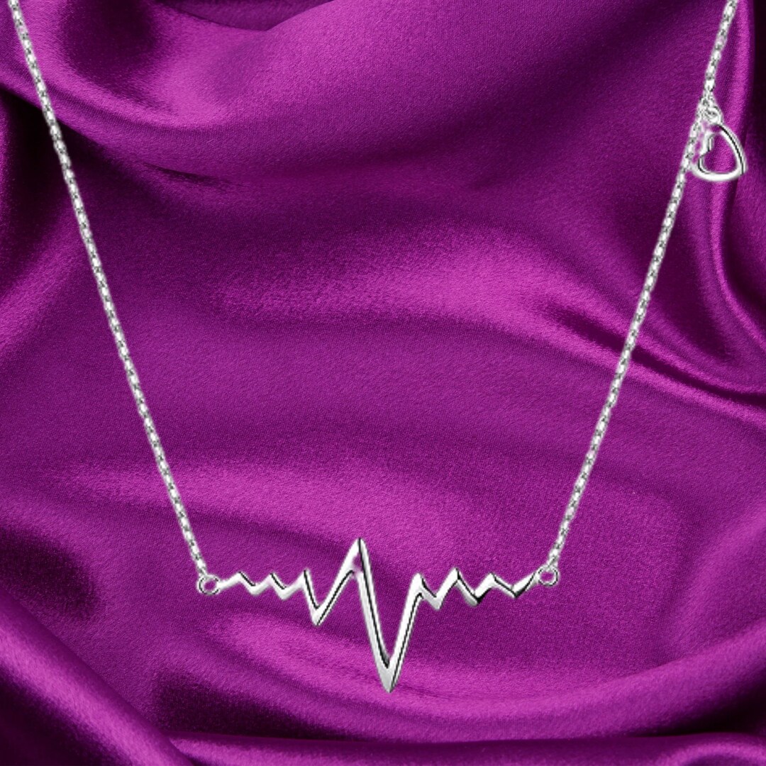 Heartbeat Necklace 925 Sterling Silver Cute Life Line Heartbeat Love Cardiogram Necklace Gift