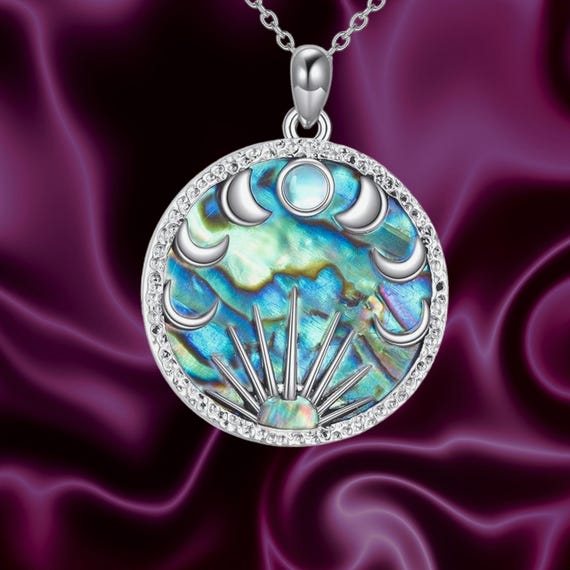 Moon Phase Necklace for Women 925 Sterling Silver Moonstone Abalone Shell  Sun And Moon Jewelry for Gift Mothers Day Gifts