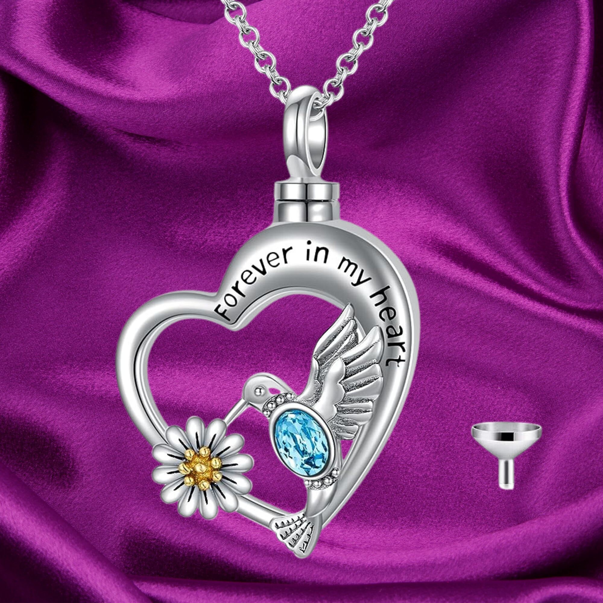 Collana con urna a forma di colibrì per ceneri da donna e uomo, in