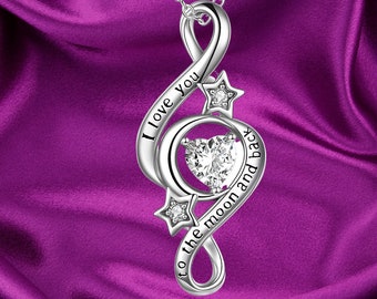Infinity Love Halskette 925 Sterling Silber I Love You to The Moon And Back Halskette für Frauen
