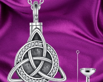 VIUJUH Cremation Urn Necklace – Celtic Keepsake Pendant For Ashes, Stainless Steel