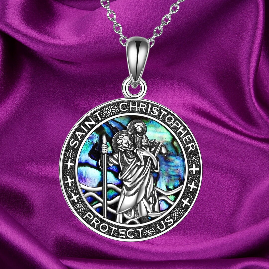 St Christopher Necklace for Men Boys Women Sterling Silver Talisman ...