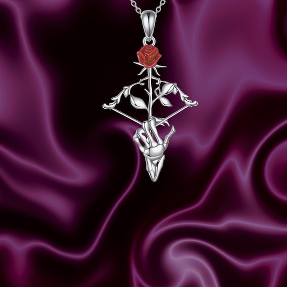 Bow and Arrow Love Necklace 925 Sterling Silver Rose Pendant  Elegant sterling Silver Rose Pendant Necklace - Women Jewelry main image 0