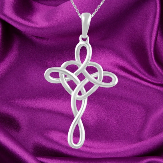 Collana Con Ciondolo Croce Celtica In Argento 925 - Gioiello Religioso Per Donna E Ragazza, 45,7 Cm - 2